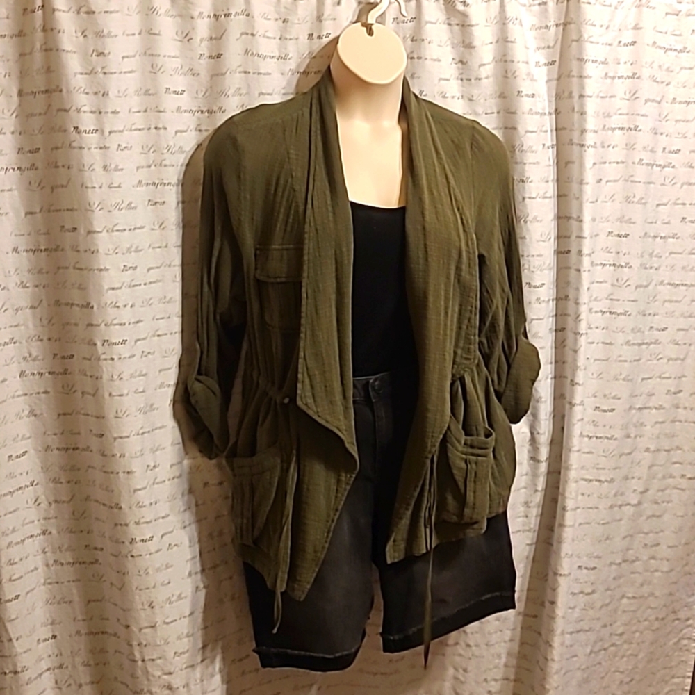 NWT Torrid gauze anorak, military olive